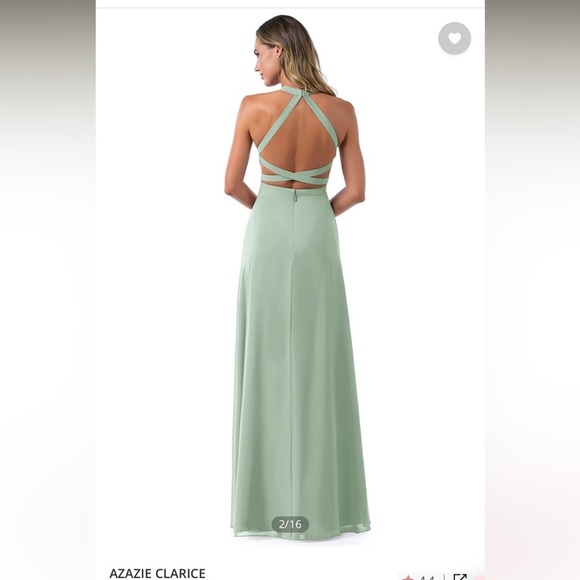 AZAZIE CLARICE A-Line Halter Chiffon Floor-Length Dress Agave Sz A0 NWT ◼️ - Picture 2 of 13